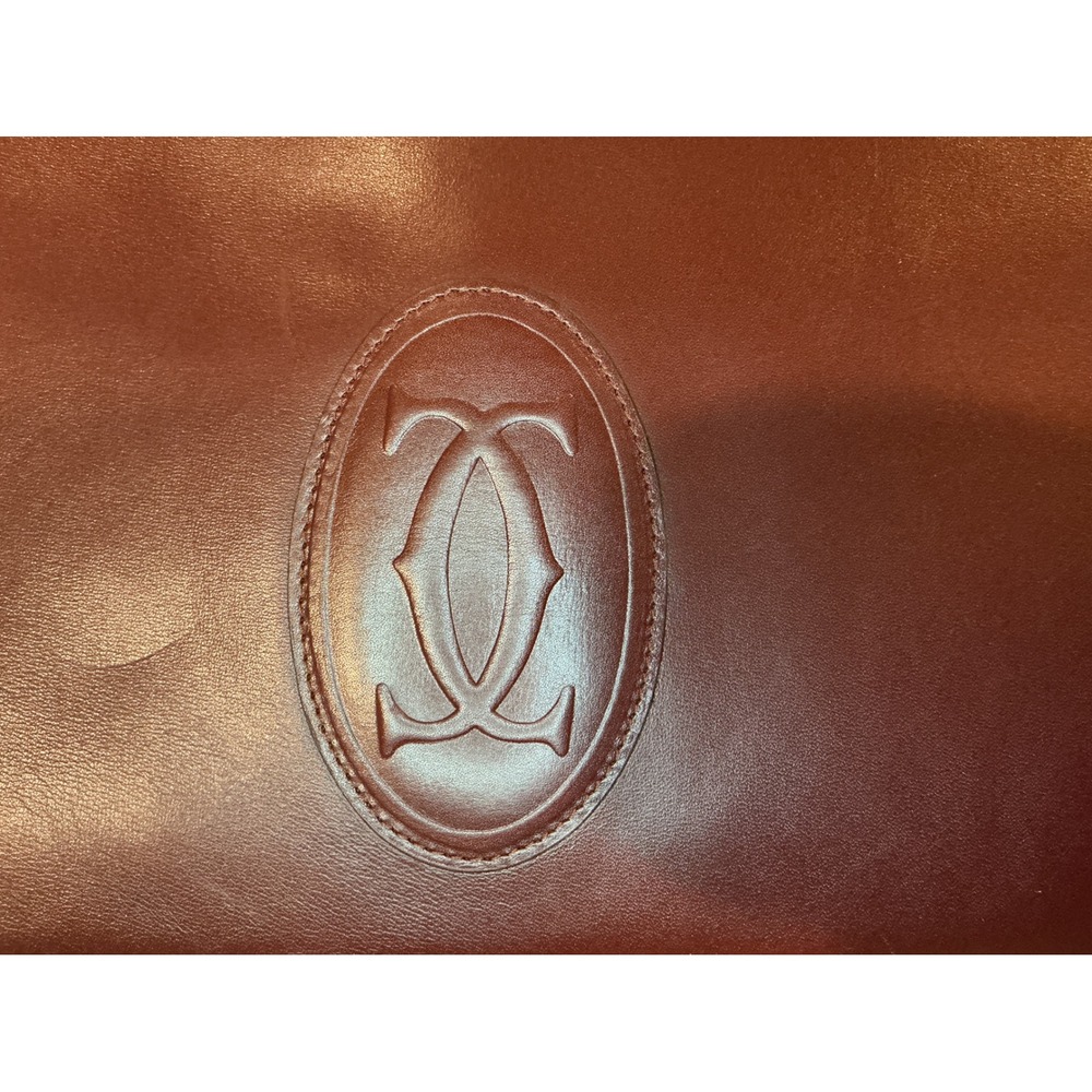 Cartier Crossbody Bag Leather Shoulder Bag Clutch Burgundy Designer - Picture 6 of 16